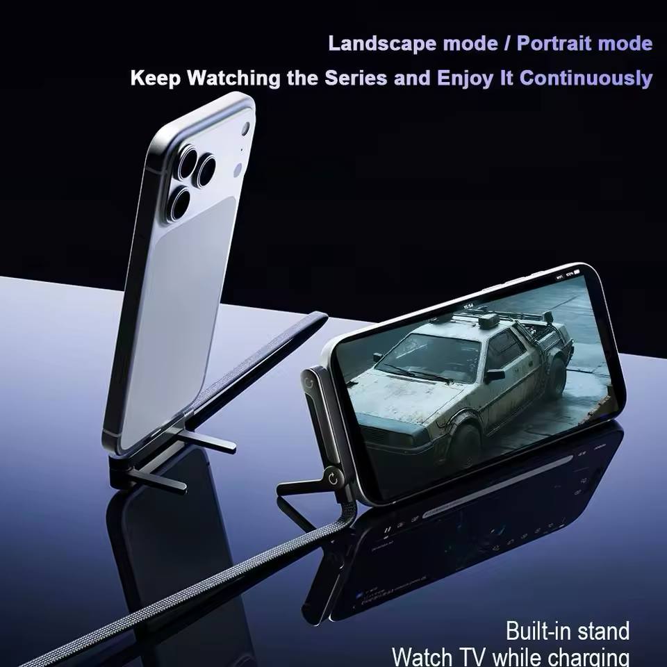 65/240W Fast Charging Foldable Bracket Data Cable 2-in-1 Braided Data Wire Folding Phone Holder Tablet Stand Rotation Adjustabl